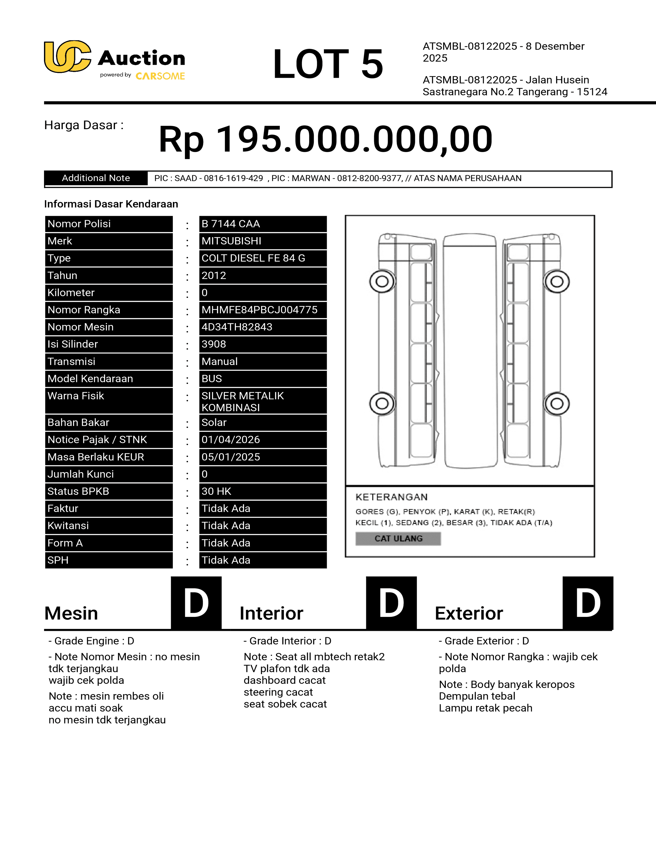 MITSUBISHI COLT DIESEL FE 84 G