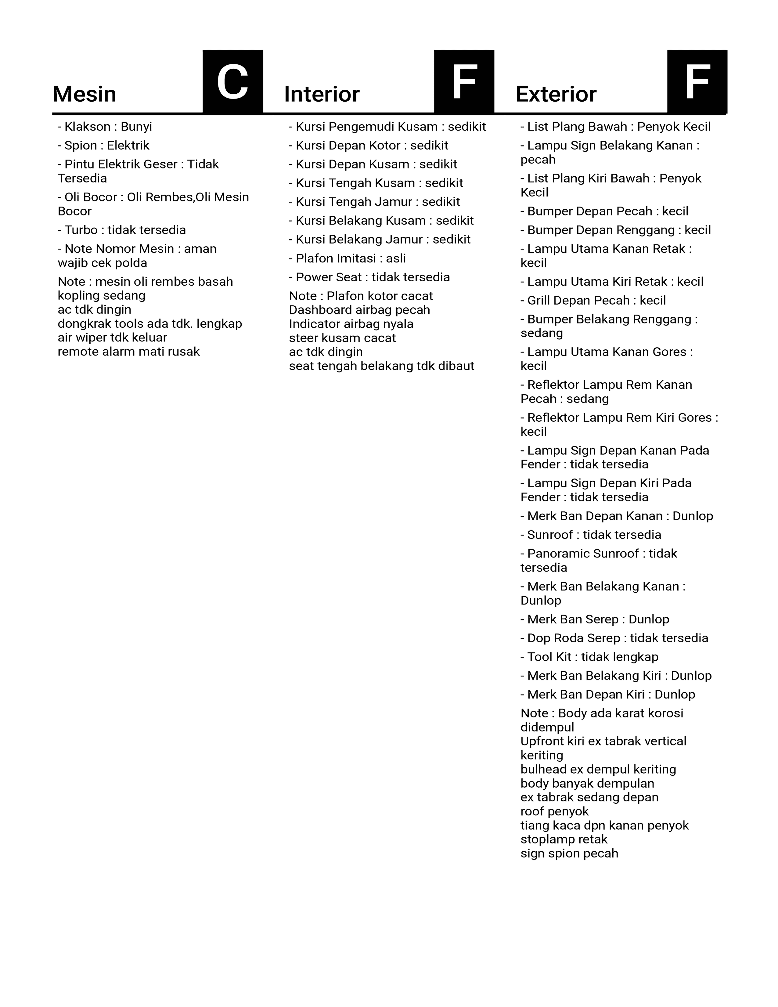 nama kendaraan