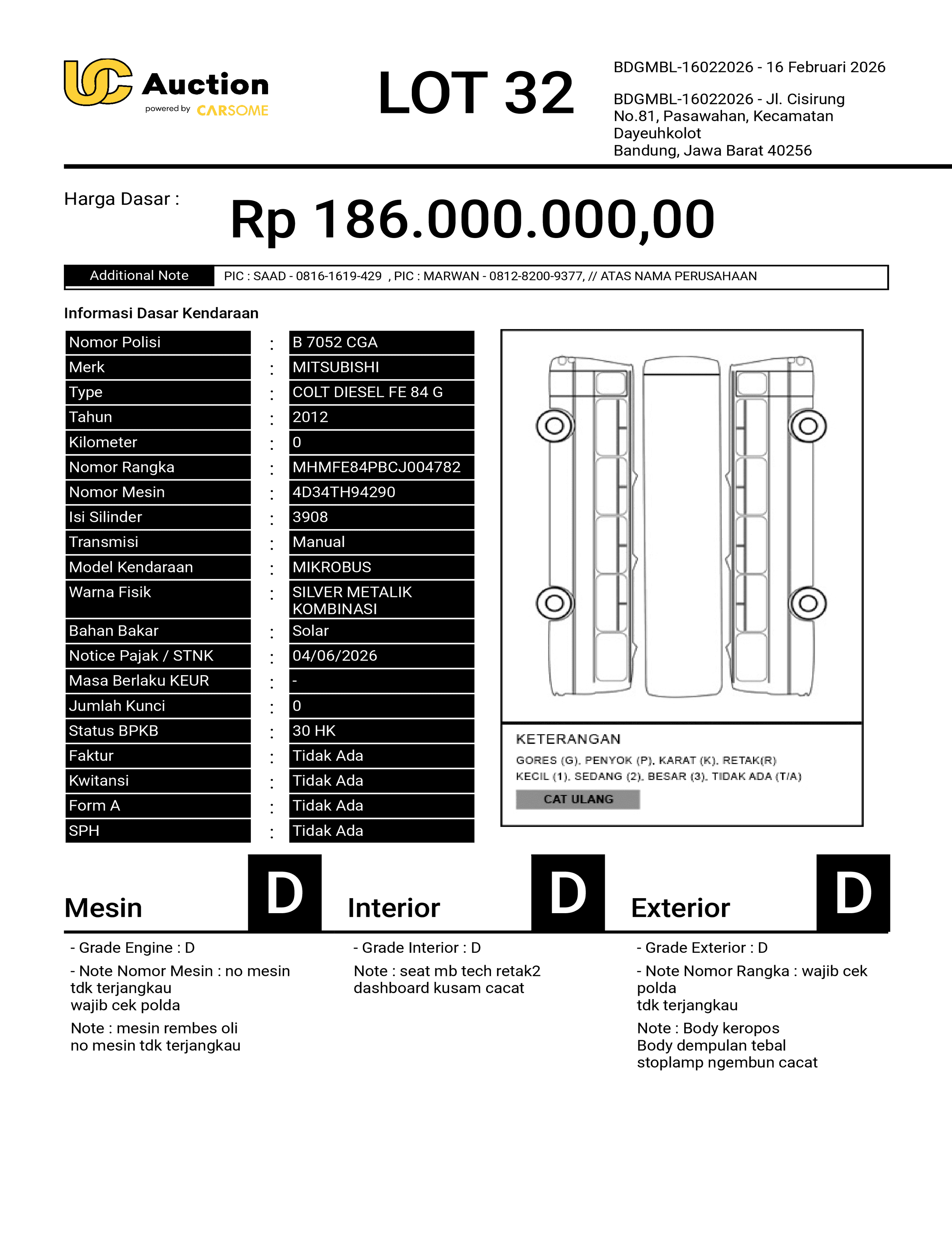 MITSUBISHI COLT DIESEL FE 84 G