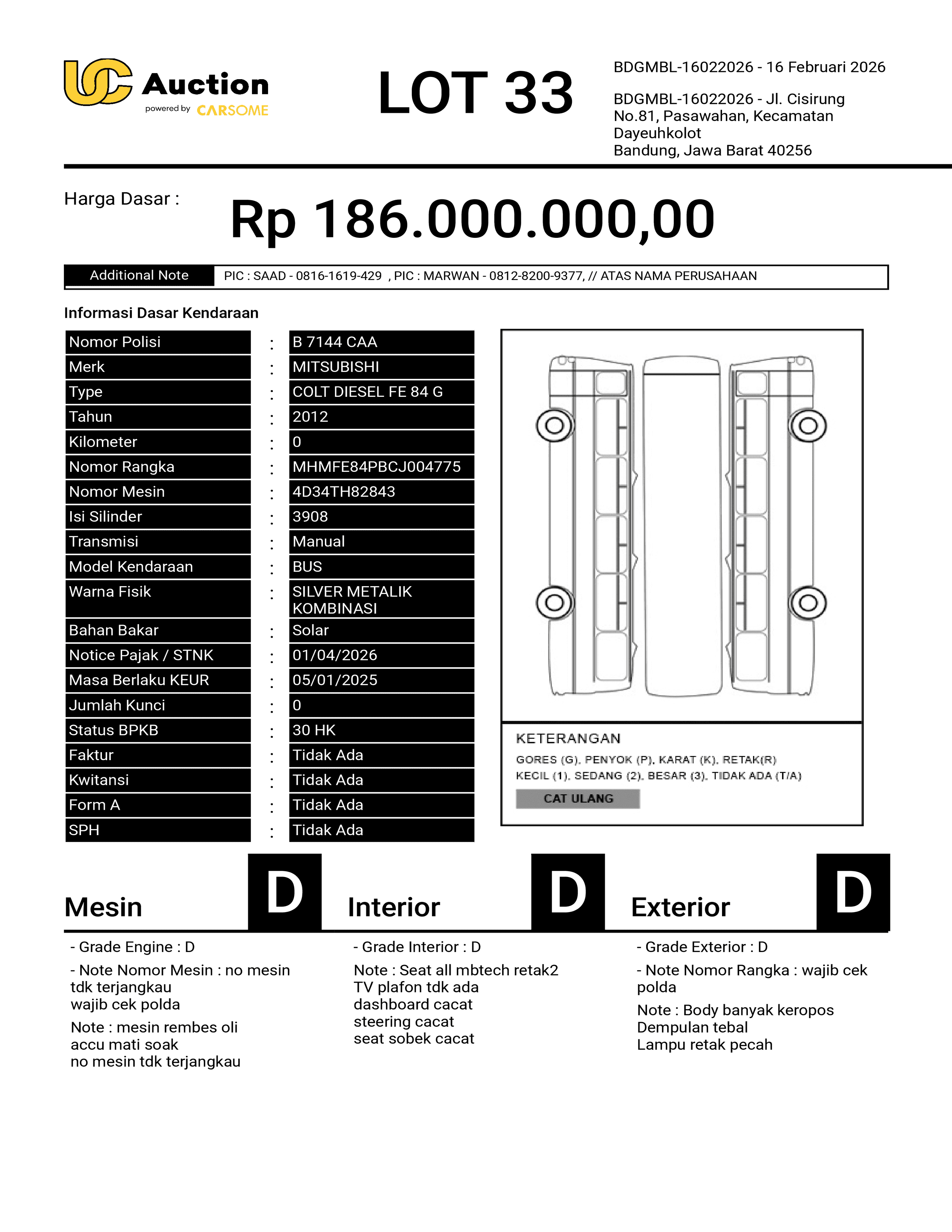 MITSUBISHI COLT DIESEL FE 84 G